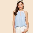 Shein Floral Lace Applique Double Keyhole Shell Top