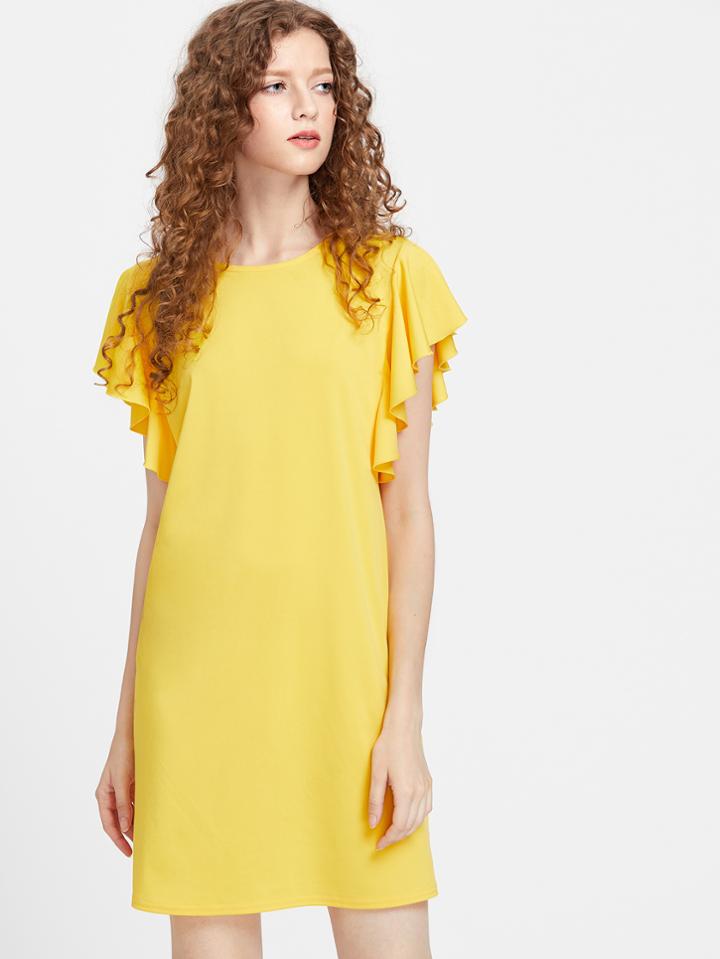 Shein Flutter Cap Sleeve Tunic Dress