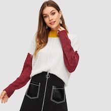 Shein Color-block Mixed Knit Jumper