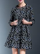 Shein Black Stars Embroidered Mesh Two-pieces Dress