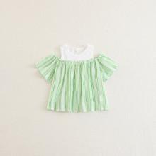 Shein Girls Open Shoulder Contrast 2 In 1 Blouse