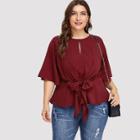 Shein Plus Raglan Sleeve Knot Top