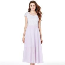 Shein Lace Contrast Longline Chiffon Dress