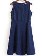 Shein Denim A-line Tank Dress With Zipper