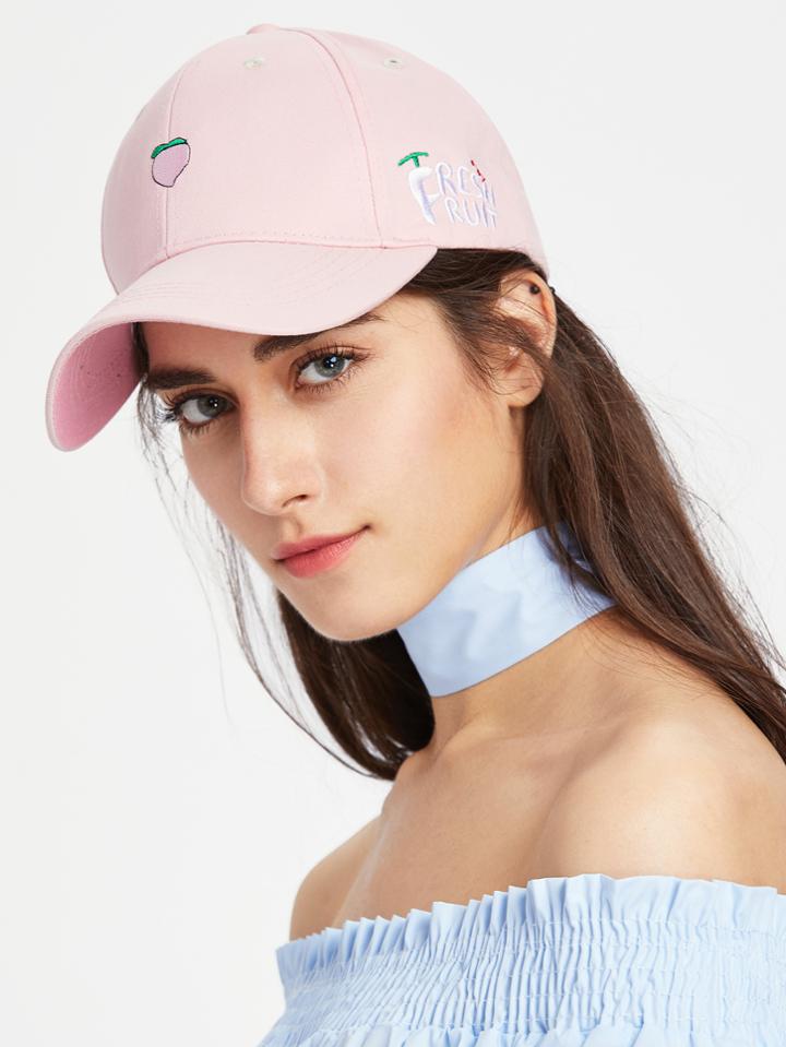 Shein Peach Embroidery Baseball Cap