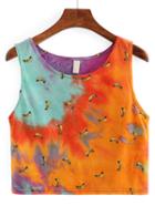 Shein Tie Dye Print At Random Crop Tank Top