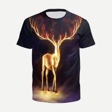 Shein Men 3d Deer Print Tee