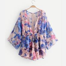 Shein All Over Florals Drawstring Waist Romper