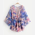 Shein All Over Florals Drawstring Waist Romper