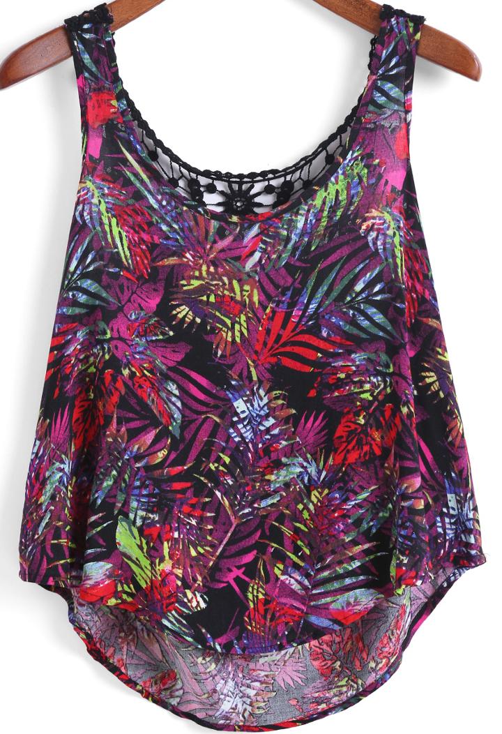 SheIn Multicolor Floral Lace Backless Vest