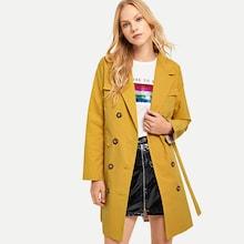 Shein Double Button Pocket Front Coat