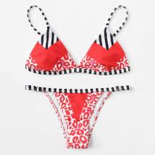 Shein Striped Leopard Bikini Set