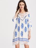 Shein Hollow Out Crochet Trim Fern Pattern Dress