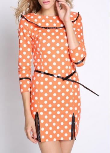Rosewe Sweet Polka Dot Print Three Quarter Sleeve Mini Dress
