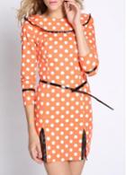 Rosewe Sweet Polka Dot Print Three Quarter Sleeve Mini Dress