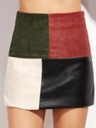 Shein Patchwork Zipper Detail Fitted Skirt