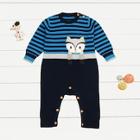 Shein Toddler Boys Fox Print Striped Knit Jumpsuit