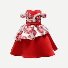 Shein Toddler Girls Christmas Snowflake Print Ball Gown Dress