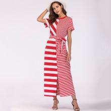 Shein Stripe Contrast Split Self Tie Dress