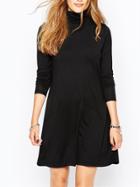 Shein Black High Neck Long Sleeve Slim Dress