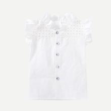 Shein Girls Cut Out Solid Blouse