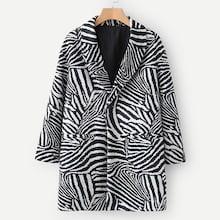 Shein Zebra Print Hidden Pocket Coat
