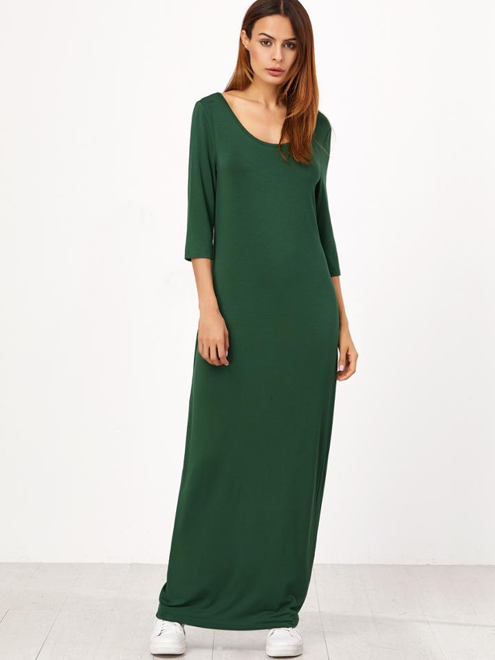 Shein Double Scoop Neck Floor Length Cocoon Dress