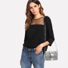 Shein Mesh Insert Frill Detail Blouse