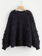 Shein Frayed Detail Loose Sweater