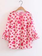 Shein Tie Neck Layered Sleeve Chiffon Top With Pearls