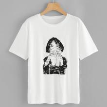 Shein Little Girl With Cat Tee