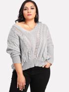 Shein V Neckline Cable Knit Sweater