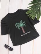Shein Coconut Trees Print High Low T-shirt