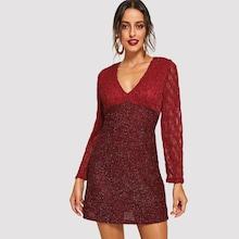 Shein Plunging Neck Glitter Dress