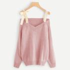 Shein Knot Off The Shoulder Solid Jumper