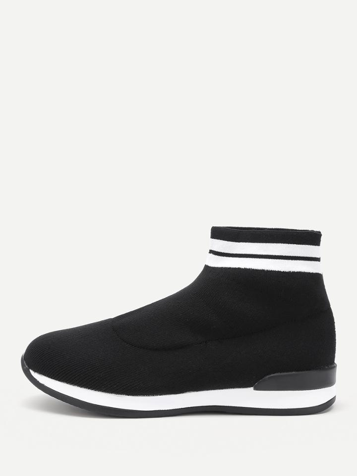Shein Striped Cuff Ankle Boots