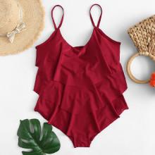 Shein Plus Tiered Plain Swimsuit