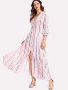 Shein Button Up Front Striped Dress