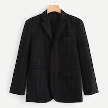 Shein Men Single Breasted Grid Print Blazer
