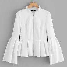 Shein Lettuce Trim Pleated Panel Zip Up Jacket