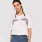 Shein Drop Shoulder Embroidered Wing T-shirt