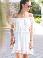 Shein Off The Shoulder Contrast Lace Dress