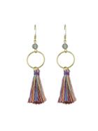 Shein G-colorful Round Circle Shape With Colorful Long Tassel Drop Earrings