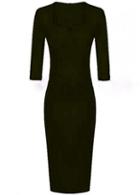 Rosewe Fashion Sheath Empire Waist Black Half Sleeve Dress