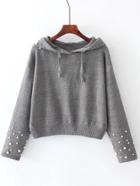 Shein Faux Pearl Embellished Hooded Sweater
