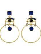 Shein Blue Ethnic Style Rhinestone Eye Round Shape Hanging Statement Earrings