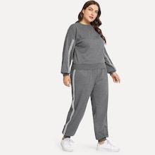 Shein Plus Drop Shoulder Sweatshirt With Sweatpants