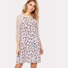 Shein Lace Insert Calico Dress