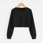 Shein Plus Solid Crop Sweatshirt