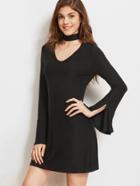 Shein Cutout Choker Neck Split Cuff Dress